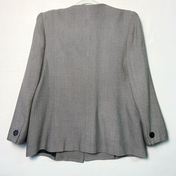 VTG Kasper Houndstooth 80s Ivy League Micro Plaid Double Breasted Blazer Rayon 8 - Picture 3 of 7